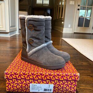 Tory Burch Pewter Suede Boots